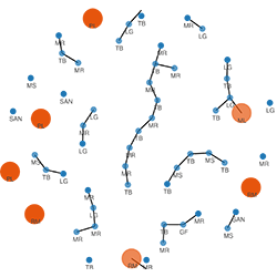Network Graph showing isolated learner posts